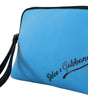Dolce & Gabbana Blue Logo Print Hand Pouch Leopard Print Toiletry Bag