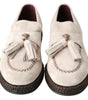 Dolce & Gabbana Ivory Suede Leather Men Espadrille Shoes