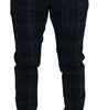 Dolce & Gabbana Blue Purple Plaid Wool Trousers Pants