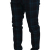 Dolce & Gabbana Blue Purple Plaid Wool Trousers Pants
