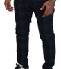 Dolce & Gabbana Blue Purple Plaid Wool Trousers Pants
