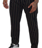 Dolce & Gabbana Black Beige Striped Cotton Stretch Pants