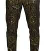 Dolce & Gabbana Black Gold Jacquard Dress Trouser Pants
