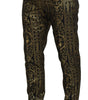 Dolce & Gabbana Black Gold Jacquard Dress Trouser Pants