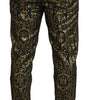 Dolce & Gabbana Black Gold Jacquard Dress Trouser Pants