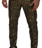 Dolce & Gabbana Black Gold Jacquard Dress Trouser Pants
