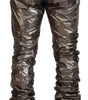 Dolce & Gabbana Silver Metallic Nylon Stretch Pants