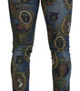 Dolce & Gabbana Blue Medal Print Slim Fit Cotton Jeans
