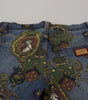 Dolce & Gabbana Blue Medal Print Slim Fit Cotton Jeans