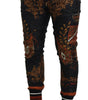 Dolce & Gabbana Gray Silk Baroque Crown Trousers Sport Pants