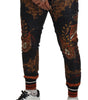 Dolce & Gabbana Gray Silk Baroque Crown Trousers Sport Pants