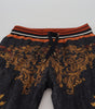 Dolce & Gabbana Gray Silk Baroque Crown Trousers Sport Pants
