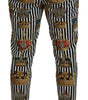 Dolce & Gabbana White Cotton Stretch Crown Trouser Pants