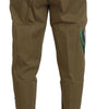 Dolce & Gabbana Beige Cotton Stretch Floral Chinos Pants