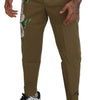 Dolce & Gabbana Beige Cotton Stretch Floral Chinos Pants