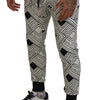 Dolce & Gabbana Black White Cotton Trousers Sport Pants