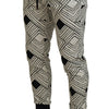 Dolce & Gabbana Black White Cotton Trousers Sport Pants
