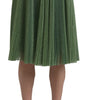 Dolce & Gabbana Metallic Green High Waist A-line Pleated Skirt