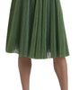 Dolce & Gabbana Metallic Green High Waist A-line Pleated Skirt
