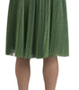 Dolce & Gabbana Metallic Green High Waist A-line Pleated Skirt