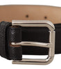 Dolce & Gabbana Black Calf Leather Brown Backend Metal Buckle Belt