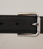Dolce & Gabbana Black Calf Leather Brown Backend Metal Buckle Belt