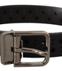 Dolce & Gabbana Black Calf Leather Perforated Metal Buckle Belt