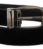 Dolce & Gabbana Black Velvet Classic Logo Engraved Metal Belt