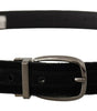 Dolce & Gabbana Black Velvet Classic Logo Engraved Metal Belt