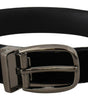 Dolce & Gabbana Black Velvet Classic Logo Engraved Metal Belt