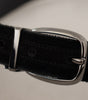 Dolce & Gabbana Black Velvet Classic Logo Engraved Metal Belt