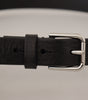 Dolce & Gabbana Black Calf Leather Silver Tone Logo Metal Buckle Belt