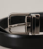 Dolce & Gabbana Black Calf Leather Metal Logo Buckle Belt