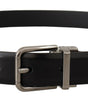 Dolce & Gabbana Black Calf Leather Metal Logo Buckle Belt