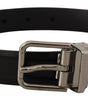 Dolce & Gabbana Black Calf Leather Metal Logo Buckle Belt