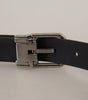 Dolce & Gabbana Black Calf Leather Metal Logo Buckle Belt