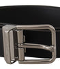 Dolce & Gabbana Black Calf Leather Logo Engraved Metal Buckle Belt