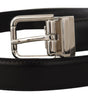 Dolce & Gabbana Black Calf Leather Logo Engraved Metal Buckle Belt