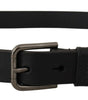 Dolce & Gabbana Black Calf Leather Logo Engraved Metal Buckle Belt