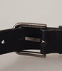 Dolce & Gabbana Black Calf Leather Logo Engraved Metal Buckle Belt