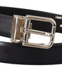 Dolce & Gabbana Black Calf Leather Classic Logo Metal Buckle Belt