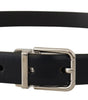 Dolce & Gabbana Black Calf Leather Classic Logo Metal Buckle Belt