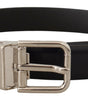 Dolce & Gabbana Black Calf Leather Classic Logo Metal Buckle Belt