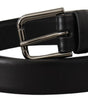 Dolce & Gabbana Black Calf Leather Classic Logo Metal Buckle Belt