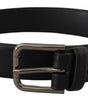 Dolce & Gabbana Black Calf Leather Classic Logo Metal Buckle Belt