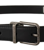 Dolce & Gabbana Black Plain Leather Vintage Logo Metal Buckle Belt