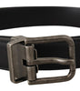Dolce & Gabbana Black Plain Leather Vintage Logo Metal Buckle Belt