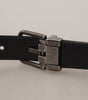 Dolce & Gabbana Black Plain Leather Vintage Logo Metal Buckle Belt