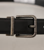 Dolce & Gabbana Black Plain Leather Vintage Logo Metal Buckle Belt