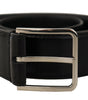 Dolce & Gabbana Black Calf Leather Logo Engraved Metal Buckle Belt